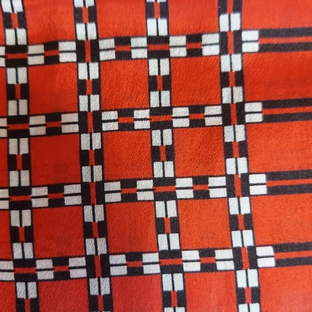 Anne Klein Red Black White Abstract Print 100% Silk